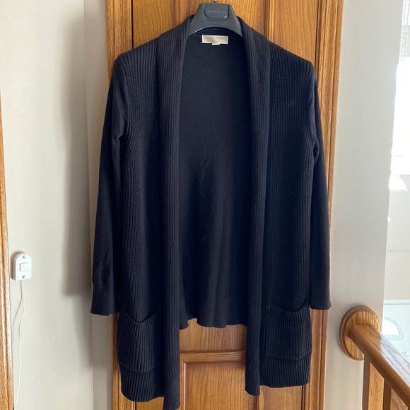 MICHAEL Michael Kors Sweaters - MICHAEL Michael Kors Black Open-Front Ribbed Cardigan